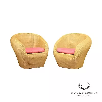 1970's Vintage Pair Of Wicker Club Chairs • $1495