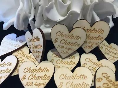 £35 • Buy Personalised Wooden Love Hearts 5cm Table Decorations Favours Wedding Rustic