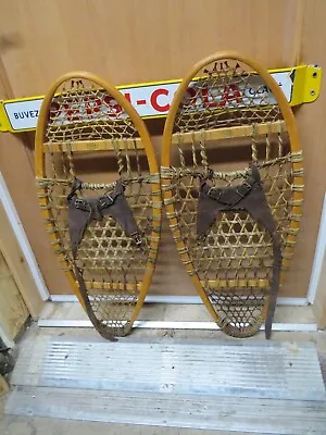 Vintage Wooden Snowshoes Size   30 `` Long By  13` Wide  Nice  Mfg Faber  (3763 • $59.99