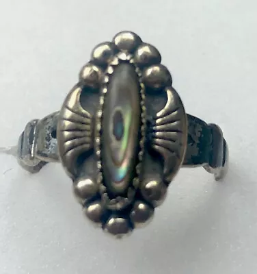 Vintage Estate Sterling Silver Abalone Ring Size 5 • $27.62