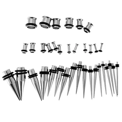 £9.95 • Buy 36x Surgical Steel Ear Taper Kit Stretching Tapers Stretchers Piercing Plugs YE