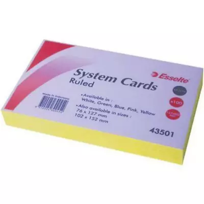 NEW Esselte Ruled Lines System Palm Cards 203x127mm Yellow Pack 100 8 X5  • $16.28