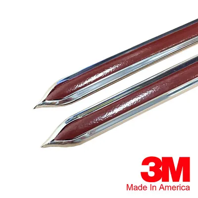 Vintage Style 5/8  Maroon & Chrome Side Body Trim Molding - Formed Pointed Ends • $59.99