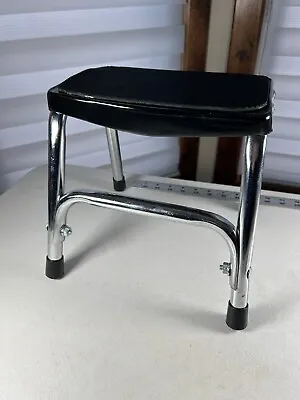 Vintage Chrome & Black Step Stool One Step - 9-1/2  Tall • $29.99