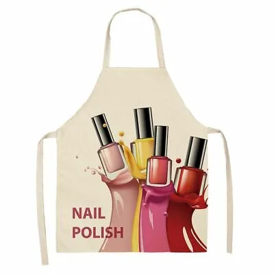 Women Apron Nail Polish Lipstick Beauty Household Cleaning Cotton Linen Salon • $12.58