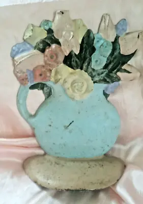 Vintage Floral Cast Iron Door Stop • $18.95