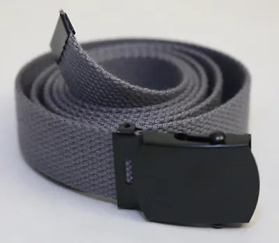 New Adjustable 62  Inch Steel Grey Canvas Military Golf Web Belt Black Buckle • $9.99