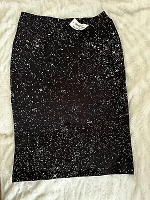 NWT Kosher Casual Size Medium Black Galaxy Pencil Straight Skirt Modest • £20.19