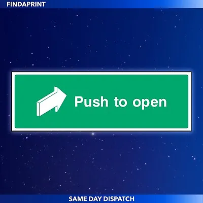 £0.99 • Buy Push To Open Sign - Emergency Exit Sticker - ALL SIZES & MATERIALS - EMER0042