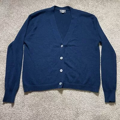 J Crew Womens Xs Cashmere Button Down Cardigan Sweater Blue Vneck Hole • $20.87