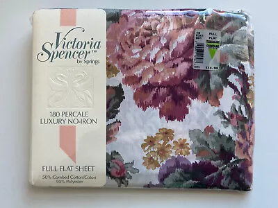 NEW Victoria Spencer By Springs Full Flat Sheet Percale No Iron ASHFORD Vintage • $22.95