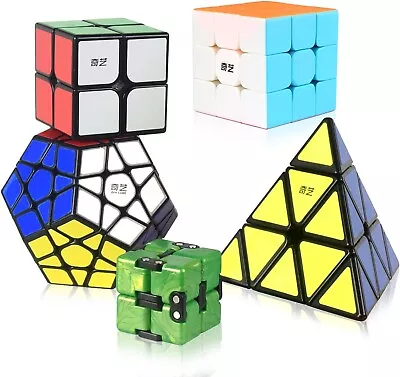 5 Pack Speed Cube Set Cube Bundle 2X2 3X3 Pyramid Megaminx Mirror Magic Cube • $39.98