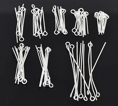 £4.10 • Buy 800 SILVER PLATED EYE PINS~8 Different Pack Sizes~JEWELLERY MAKING~Beads (4J) UK