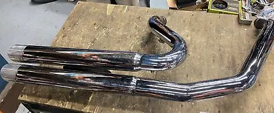 2 Into 2 Short Pipes Harley Dyna FXD Street Bob Billet Tips Exhaust Wide Glide L • $199.95