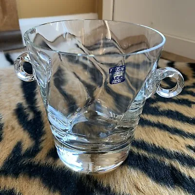 Vintage MCM KROSNO Poland Blown Crystal  Clear Glass Ice Bucket With Handles • $25