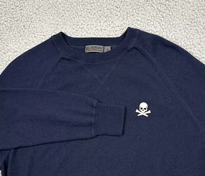 G/FORE Sweater Mens Medium Dark Blue Wool Pullover Skull & Crossbones Golf • $69.99