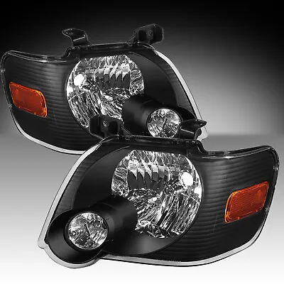 For 2006-2010 Ford Explorer Black Housing Amber Corner Headlights Lamps Pair  • $95.99