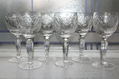 6 Vintage Elegant Cut Crystal Small Wine Glasses • $64.80