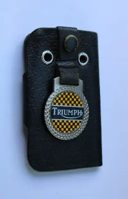 1970s Era TRIUMPH MOTORCYCLE Old Leather Key Chain With Watch Fob • $17