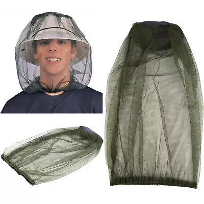 Mosquito Fly Head Net Outdoor Fishing Insect Mesh Hat Bug Mozzie Shield Garden • £2.65