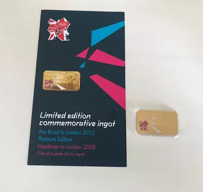 2012 Limited Edition Commemorative Olympics Gold Layered Ingot ~ London 2008 • £34.50