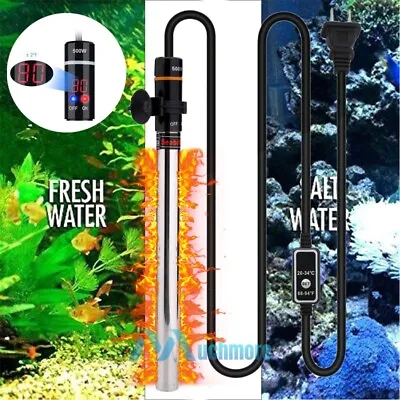 500W LCD Aquarium Heater Submersible Auto Thermostat Anti Explosion Heating Rod • $28.63