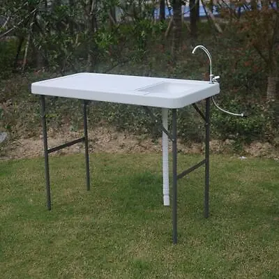 Folding Fish Cleaning Cutting Table Outdoor Camping Kitchen With Faucet Sink US • $69.99