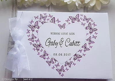 Personalised Wedding Guest Book - Butterfly Heart - Anniversary - Engagement • £16.99