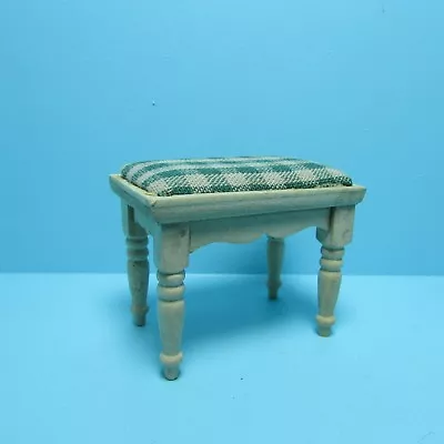 Dollhouse Miniature Unfinished Stool With Green Plaid Fabric ~ GW125 • $4.04