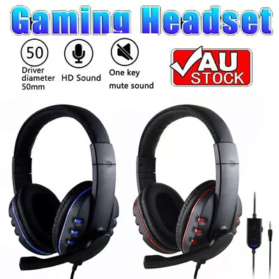 Gaming Headset 3.5mm MIC LED Headphones Surround For Mac PC Laptop PS4 Xbox One • $22.68