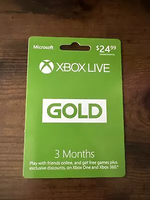 Xbox LIVE 3 Month Game Pass Core Gold Membership For Xbox 360 / XBOX ONE Card • $19.99