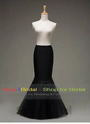 White/Black Hoopless Fishtail Mermaid Bridal Crinoline Petticoat Skirt Slip • $23.99