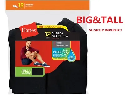 Hanes Men's BIG & TALL 6/ 12 Paris Cushion No Show Socks  SLIGHTLY~IMPERFECT  • $8.99