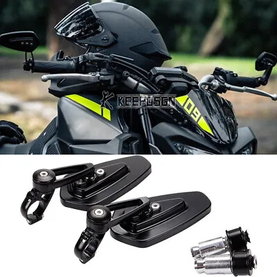 7/8  Motorcycle Bar End Mirrors Black For Yamaha FZ07 FZ09 MT07 MT09 MT03 MT10 • $27.88