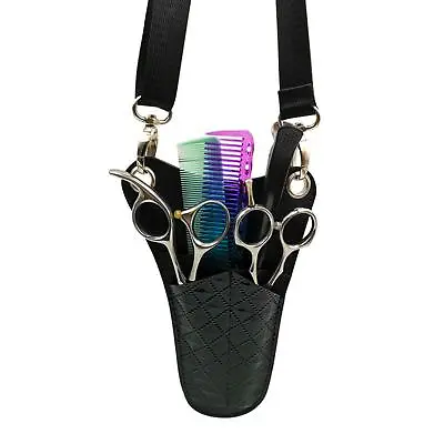 Scissors Pouch With Adjustable Shoulder Belt For Makeup Brushes Clips Barber • £8.45