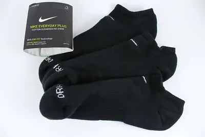 Nike Dri-fit Plus Cushion No-show Socks 3-pair Black Training Men Shoe Size 6-15 • $21.59