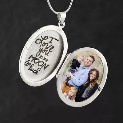 I Love You To The Moon And Back Engraved Locket - 925 Sterling Silver - Photo SN • $50