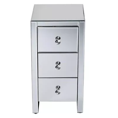 Mirrored Glass Bedside Table With Three Drawers Size S • $113.40