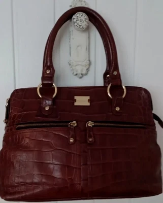 £65 • Buy Modalu Pippa Tan Handbag Croc Leather Shoulder Grab Bag With Original Dust Bag