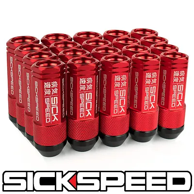 Sickspeed 20 Pc Red Aluminum Extended 50mm 2 Pc Lug Bolt For Wheels 12x1.5 B01 • $89.95