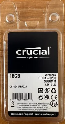 Crucial 16GB DDR4 3200MHz PC4-25600 SODIMM  Laptop Memory GENUINE CT16G4SFRA32A • $34.95