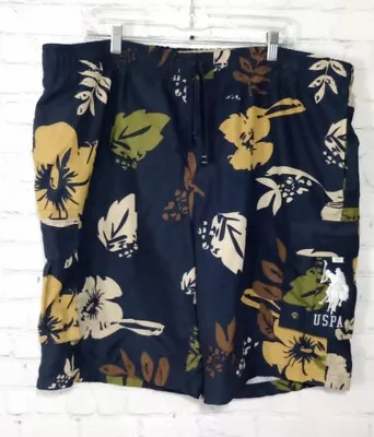 VINTAGE US POLO ASSN Ralph Lauren Lined Swim Trunks Mens Sz 2XL Floral Hawaiian • $18