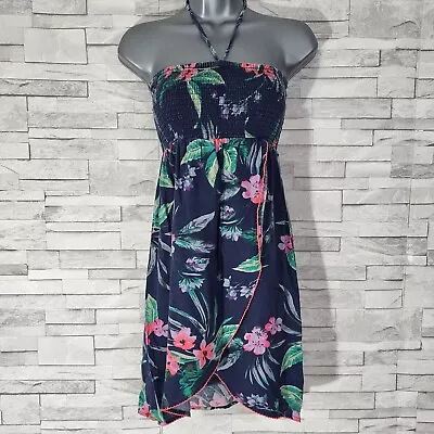 ACCESSORIZE Tropical Print Tunic Top Size XS Halter Neck Bandeau Jersey  • £7.99