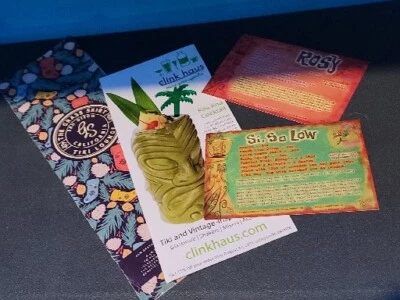 $24.99 • Buy 4 Tiki Menus, SD Grass Skirt Tiki Lounge, Clink Haus Koa Koa W/swizzle, 2 Recipe