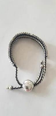 Links Of London 925 Sterling Silver  Silver Black Cord Friendship Bracelet 7  • £36.14