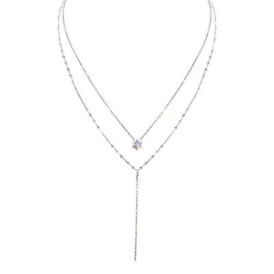 Long Y-shaped Tassel Shiny Rhinestone Necklace Double Layer Sexy Clavicle Ch<>i • $16.29