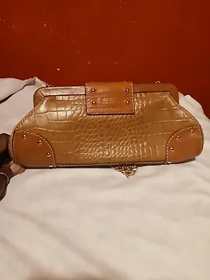 Michael Kors Handbag Tan Leather Clutch Purse Chain Strap • $35