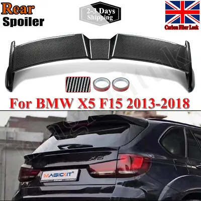 For Bmw X5 F15 Rear Boot Roof Spoiler Oettinger Style Carbon Fiber Look 2013-18 • £85.98