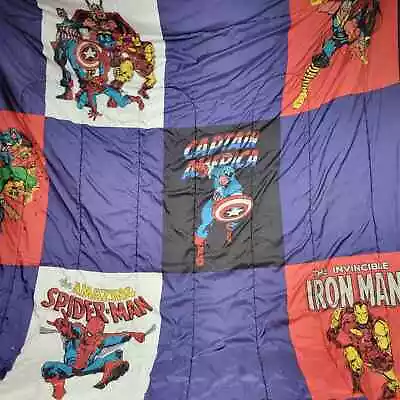 Marvel Comics Blanket Twin Bed Comforter Heroes Avengers SpiderMan Thor Hulk • $19.99