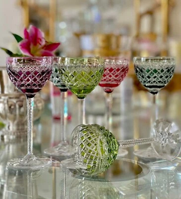 $890 • Buy Val Saint Lambert VSL 6 Wine Glasses Gevaert Carlton Vintage